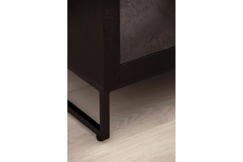 Natbord Wohnling lavet af massivt træ til boxmadras med 3 skuffer, skifer look, i landlig stil Sort - Sort - Møbler - Borde - Aflastningsbord - Sengebord