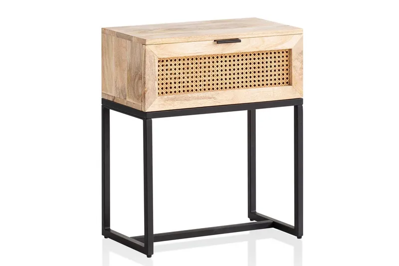 Natbord Wohnling Massivt Mangotræ med 1 Skuffe med Wienerflet I Et Industrielt Look, undefined