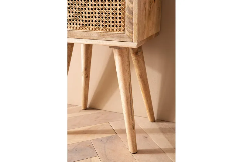 Natbord Wohnling Massivt mangotræ med 1 skuffe med wienerflet i et moderne look Lysbrun - Lysbrun - Møbler - Borde - Aflastningsbord - Sengebord