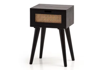 Natbord Wohnling Massivt mangotræ med 1 skuffe med wienerflet i et moderne look Sort - Møbler - Borde - Aflastningsbord - Sengebord