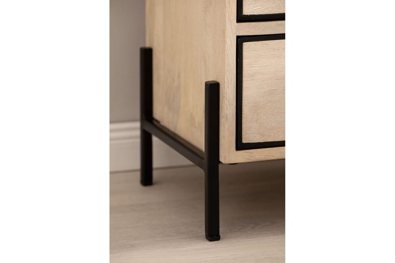 Natbord Wohnling Massivt Mangotræ med 2 Skuffer Et Opbevaringsrum - Møbler - Borde - Aflastningsbord - Sengebord