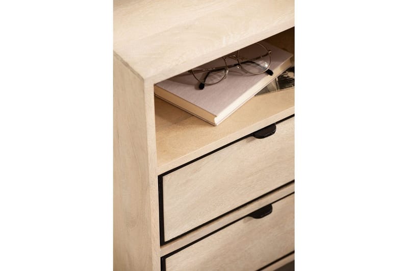 Natbord Wohnling Massivt Mangotræ med 2 Skuffer Et Opbevaringsrum - Møbler - Borde - Aflastningsbord - Sengebord