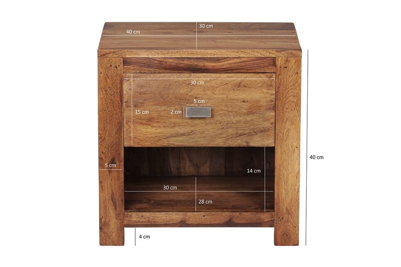 Natbord Wohnling Massivt træ med skuffe, hylde, landstil - Møbler - Borde - Aflastningsbord - Sengebord