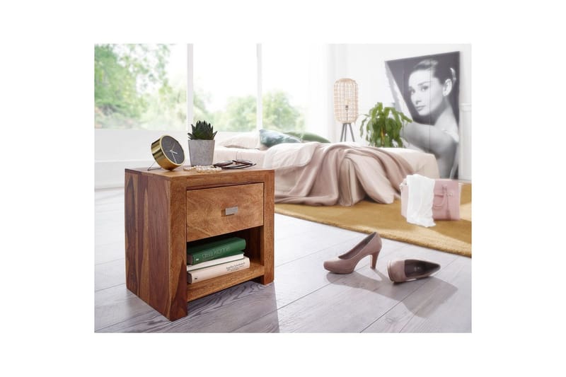 Natbord Wohnling Massivt træ med skuffe, hylde, landstil - Møbler - Borde - Aflastningsbord - Sengebord