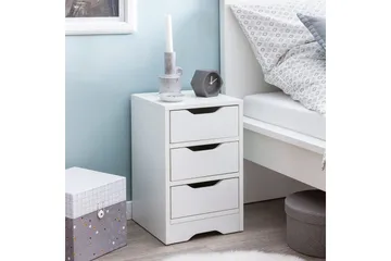 Natbord Wohnling med 3 skuffer i et simpelt, moderne design til boxmadras Hvid - Hvid - Møbler - Borde - Aflastningsbord - Sengebord