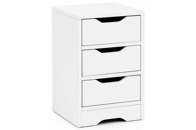 Natbord Wohnling med 3 skuffer i et simpelt, moderne design til boxmadras Hvid - Hvid - Møbler - Borde - Aflastningsbord - Sengebord