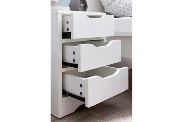 Natbord Wohnling med 3 skuffer i et simpelt, moderne design til boxmadras Hvid - Hvid - Møbler - Borde - Aflastningsbord - Sengebord