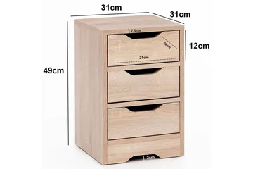 Natbord Wohnling med 3 skuffer i et simpelt, moderne design til boxmadras Sonoma - Sonoma - Møbler - Borde - Aflastningsbord - Sengebord