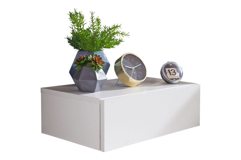 Natbord Wohnling med skuffe til vægmontering, svævende udseende Hvid, Hvid
