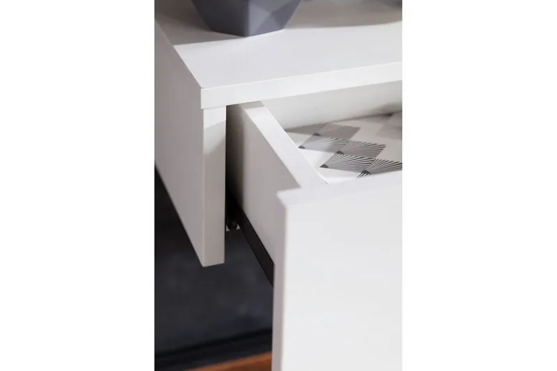 Natbord Wohnling med skuffe til vægmontering, svævende udseende Hvid - Hvid - Møbler - Borde - Aflastningsbord - Sengebord