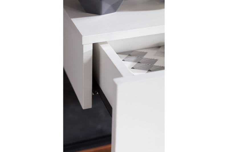 Natbord Wohnling med skuffe til vægmontering, svævende udseende Hvid - Hvid - Møbler - Borde - Aflastningsbord - Sengebord