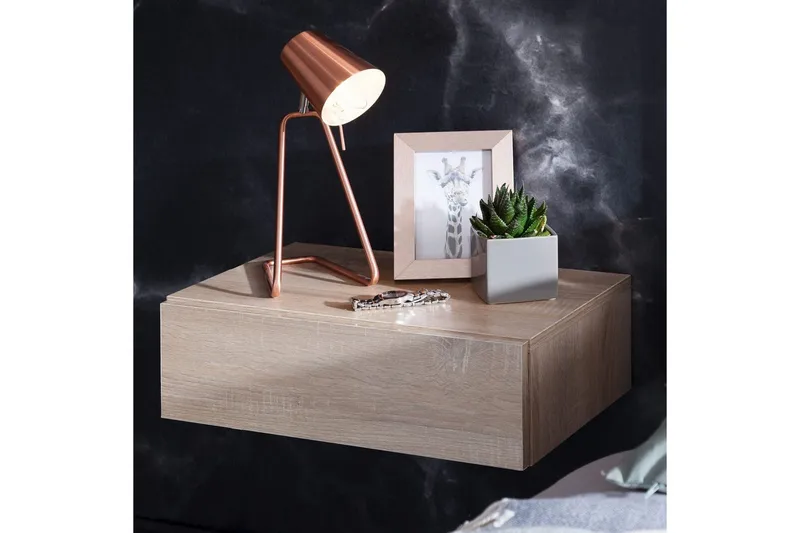 Natbord Wohnling med skuffe til vægmontering, svævende udseende Sonoma - Sonoma - Møbler - Borde - Aflastningsbord - Sengebord