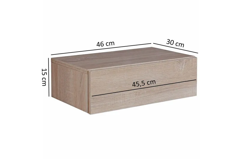 Natbord Wohnling med skuffe til vægmontering, svævende udseende Sonoma - Sonoma - Møbler - Borde - Aflastningsbord - Sengebord