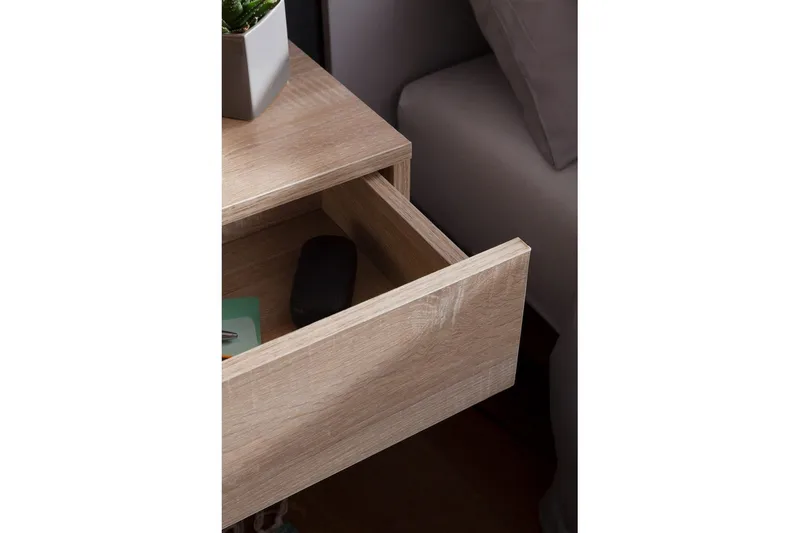 Natbord Wohnling med skuffe til vægmontering, svævende udseende Sonoma - Sonoma - Møbler - Borde - Aflastningsbord - Sengebord