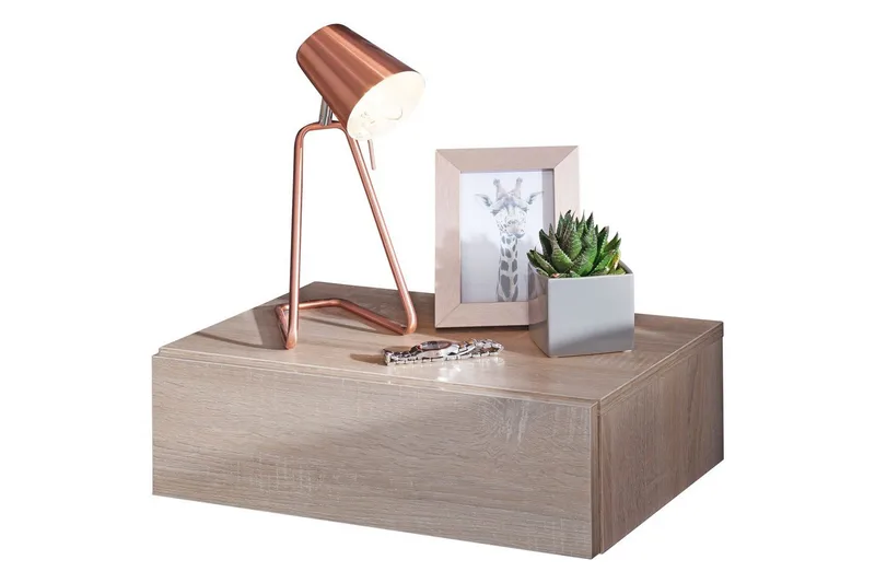 Natbord Wohnling med skuffe til vægmontering, svævende udseende Sonoma, Sonoma