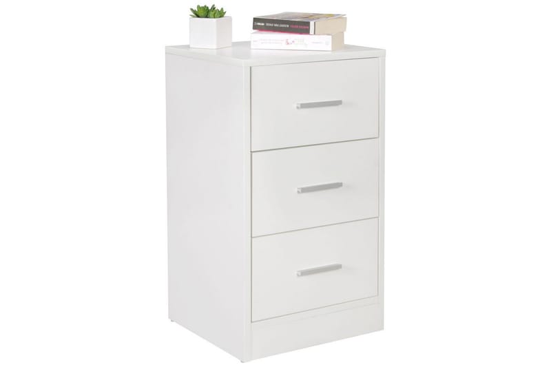 Natbord Wohnling til boksmadras, 68 cm høj og 3 skuffer i et moderne look Hvid - Hvid - Møbler - Borde - Aflastningsbord - Sengebord