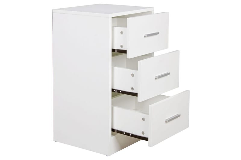 Natbord Wohnling til boksmadras, 68 cm høj og 3 skuffer i et moderne look Hvid - Hvid - Møbler - Borde - Aflastningsbord - Sengebord