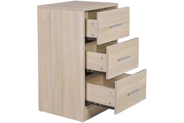 Natbord Wohnling til boksmadras, 68 cm høj og 3 skuffer i et moderne look Sonoma - Sonoma - Møbler - Borde - Aflastningsbord - Sengebord