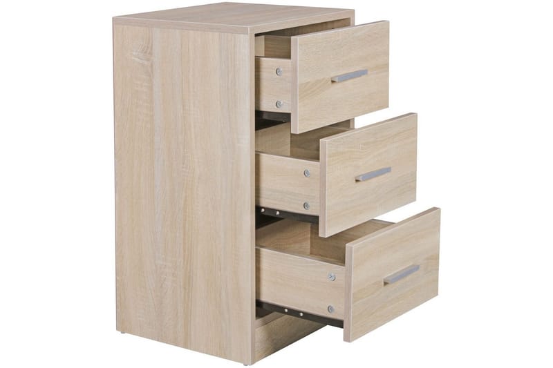 Natbord Wohnling til boksmadras, 68 cm høj og 3 skuffer i et moderne look Sonoma - Sonoma - Møbler - Borde - Aflastningsbord - Sengebord