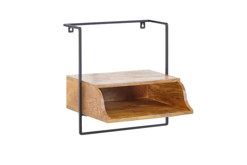 Natbord Wohnling Vægmonteret konsol lavet af massivt mangotræ med hylde, industriel, undefined