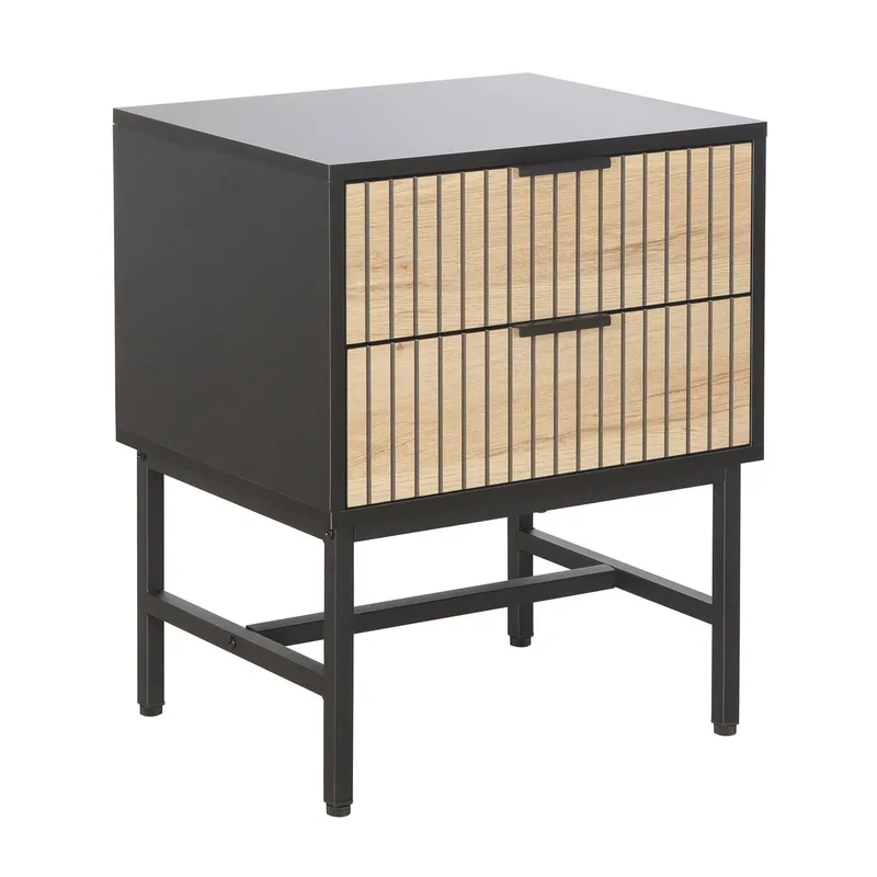 Natbord/sidebord HOME4YOU Helve 40x36x60 cm Melamin, sort / lyst træ