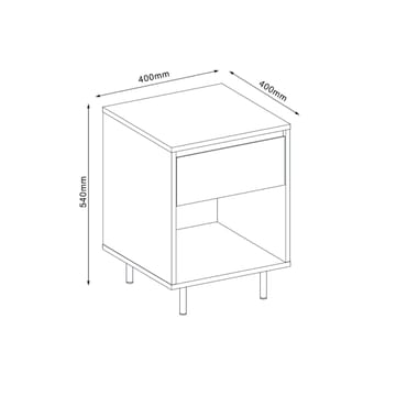 Natbord/sidebord HOME4YOU Herta 40x40x54 cm - lyst træ/hvid - Møbler - Borde - Aflastningsbord - Sengebord