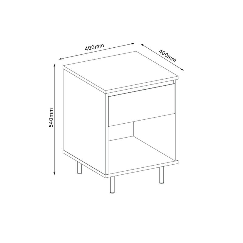 Natbord/sidebord HOME4YOU Herta 40x40x54 cm - lyst træ/hvid - Møbler - Borde - Aflastningsbord - Sengebord