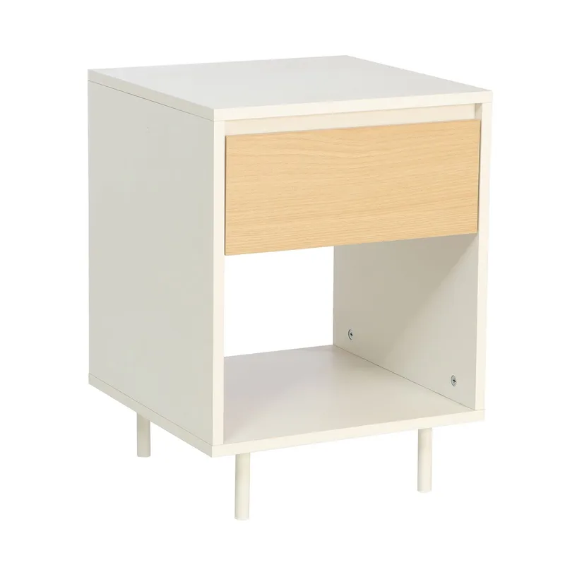 Natbord/sidebord HOME4YOU Herta 40x40x54 cm, lyst træ/hvid