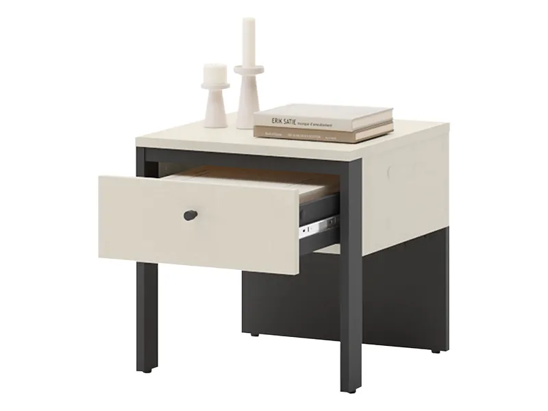 Navron Natbord 40 cm - Beige/Sort - Møbler - Borde - Aflastningsbord - Sengebord