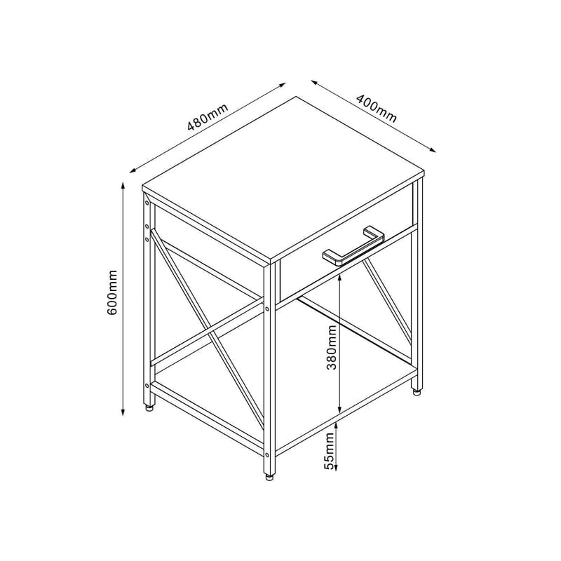 Nightstand/Side Table HOME4YOU - ask/sort - Møbler - Borde - Aflastningsbord - Sengebord