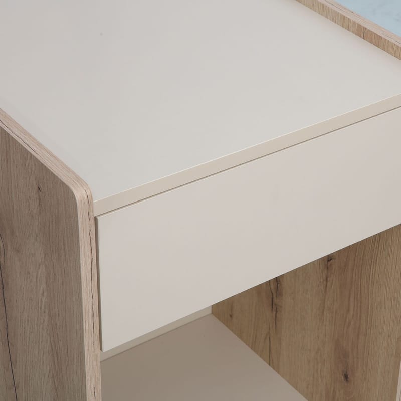Nightstand/Side Table HOME4YOU - lys træ / beige - Møbler - Borde - Aflastningsbord - Sengebord