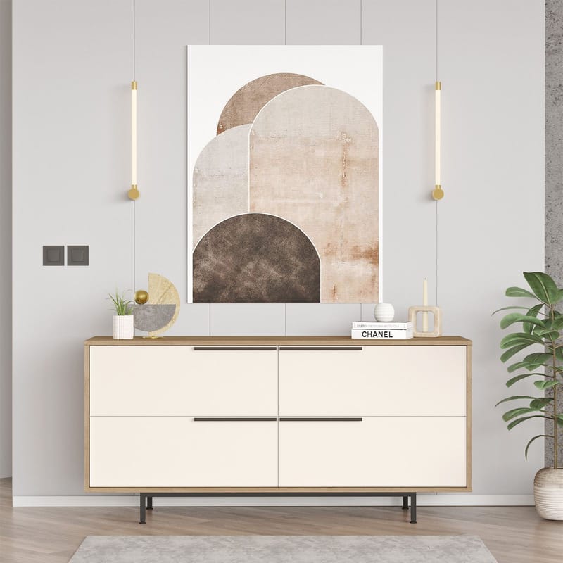 Nilena Konsol 160x74,3x44,5 cm - Eg og hvid - Møbler - Borde - Aflastningsbord - Entrébord