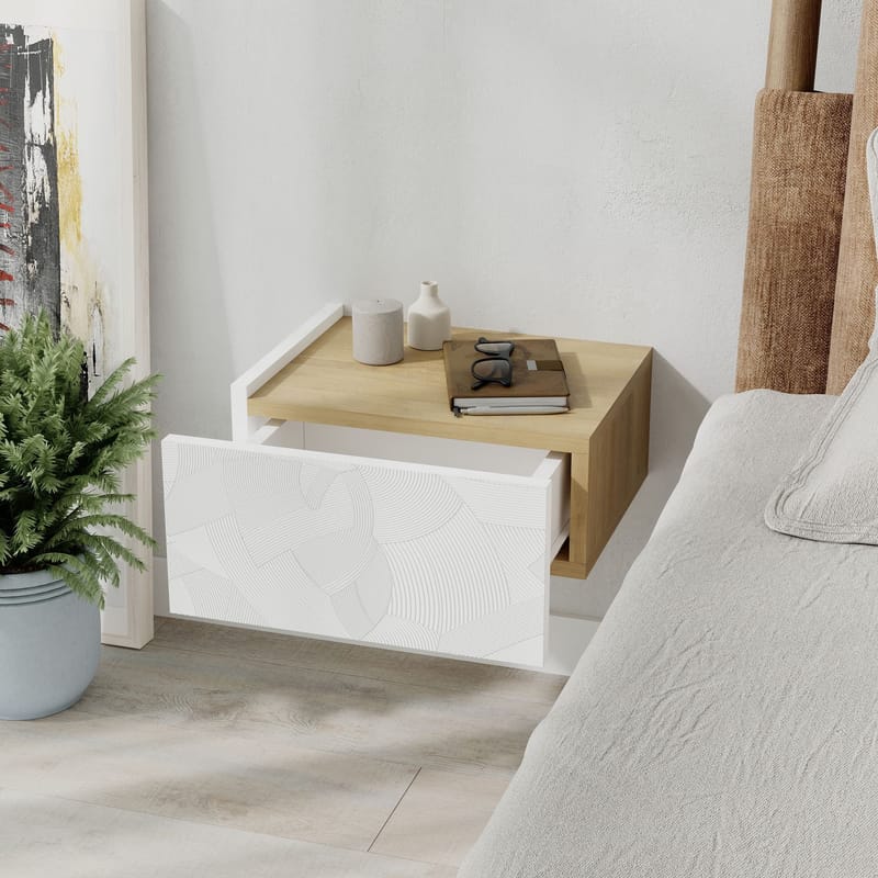 Nilena Sengebord 38 cm - Hvid Eg - Møbler - Borde - Aflastningsbord - Sengebord