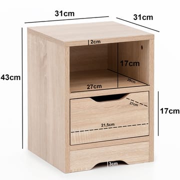 Norira Natbord 31 cm - lys eg - Møbler - Borde - Aflastningsbord - Sengebord
