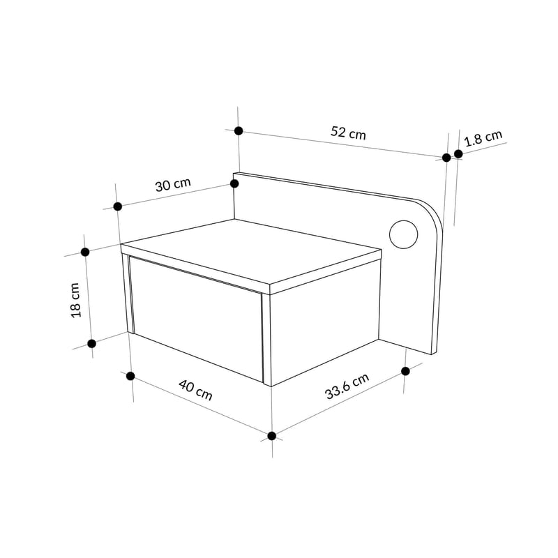 Nosina Sengebord 52 cm - Hvid og lys mokka - Møbler - Borde - Aflastningsbord - Sengebord
