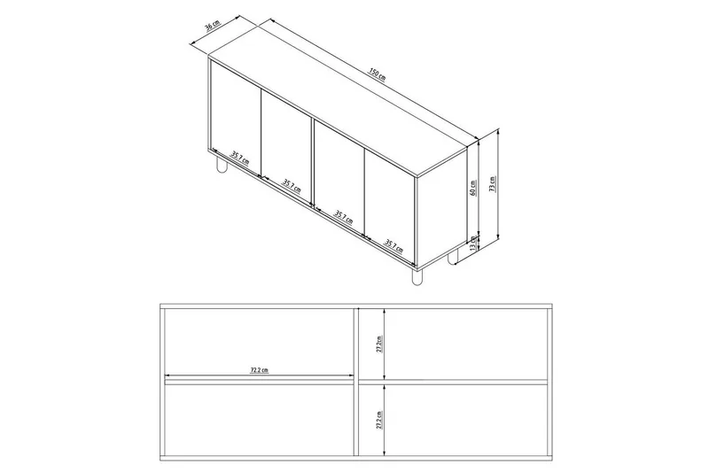 Ovrin Konsolbord 150 cm - Hvid - Møbler - Borde - Aflastningsbord - Entrébord
