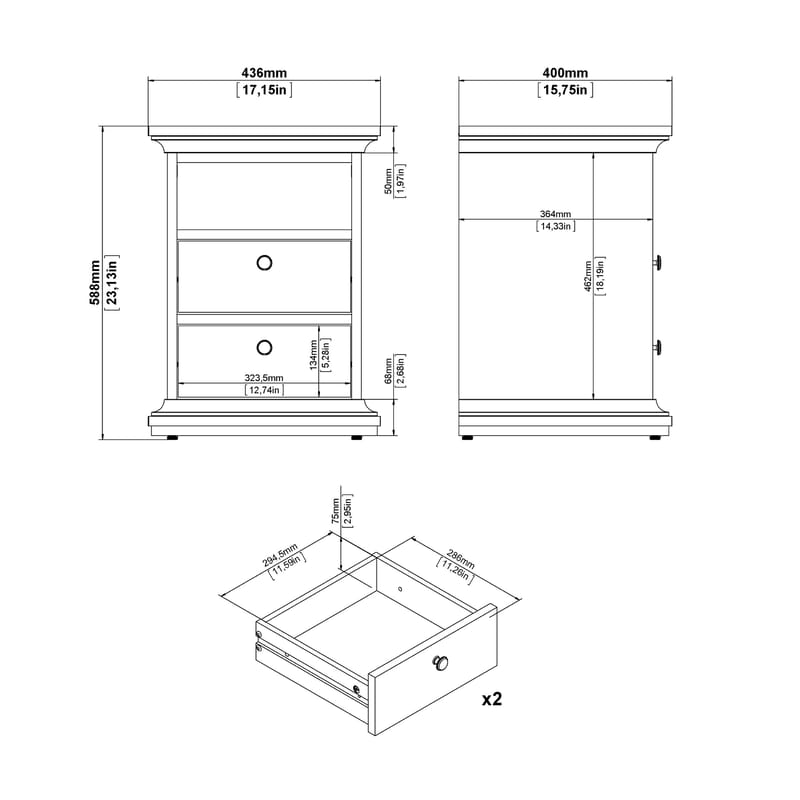 Paris Natbord 43x40x59 cm - Møbler - Borde - Aflastningsbord - Sengebord