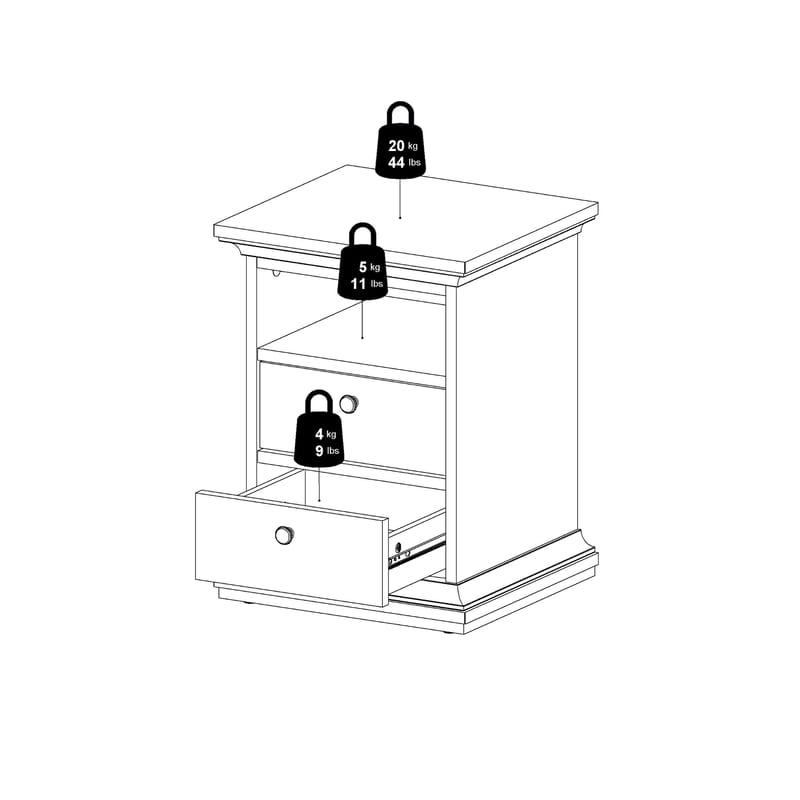 Paris Natbord 43x40x59 cm - Møbler - Borde - Aflastningsbord - Sengebord