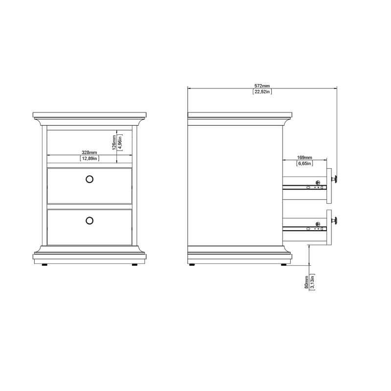 Paris Natbord 43x40x59 cm - Møbler - Borde - Aflastningsbord - Sengebord