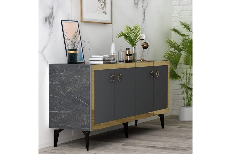 Petrolla Konsolbord 150 cm - Guld/Sort/Antracit - Møbler - Borde - Aflastningsbord - Entrébord