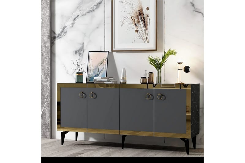 Petrolla Konsolbord 150 cm - Guld/Sort/Antracit - Møbler - Borde - Aflastningsbord - Entrébord