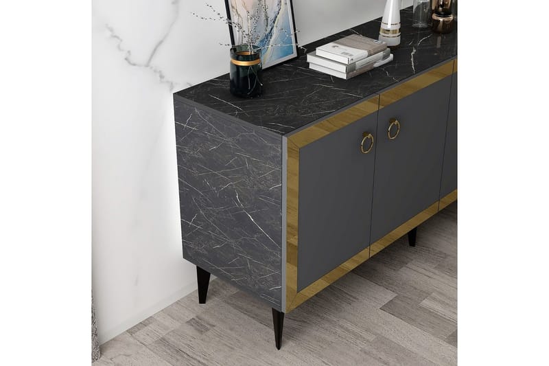 Petrolla Konsolbord 150 cm - Guld/Sort/Antracit - Møbler - Borde - Aflastningsbord - Entrébord