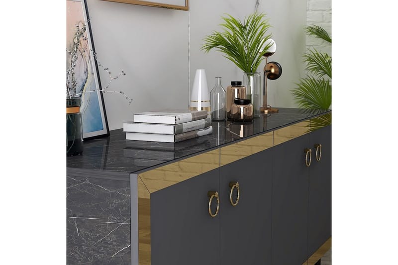 Petrolla Konsolbord 150 cm - Guld/Sort/Antracit - Møbler - Borde - Aflastningsbord - Entrébord