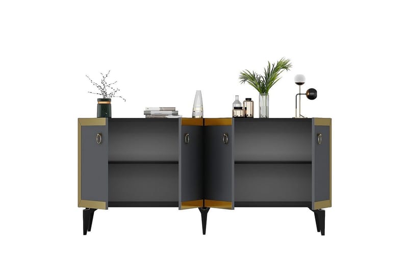 Petrolla Konsolbord 150 cm - Guld/Sort/Antracit - Møbler - Borde - Aflastningsbord - Entrébord