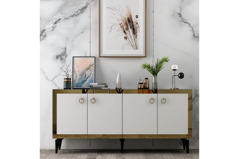 Petrolla Konsolbord 150 cm - Guld/Sort/Hvid - Møbler - Borde - Aflastningsbord - Entrébord