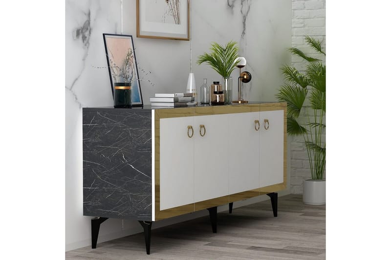 Petrolla Konsolbord 150 cm - Guld/Sort/Hvid - Møbler - Borde - Aflastningsbord - Entrébord