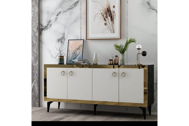 Petrolla Konsolbord 150 cm - Guld/Sort/Hvid - Møbler - Borde - Aflastningsbord - Entrébord