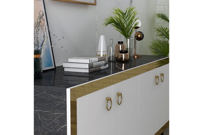 Petrolla Konsolbord 150 cm - Guld/Sort/Hvid - Møbler - Borde - Aflastningsbord - Entrébord