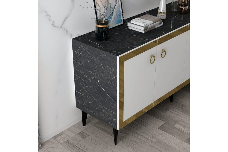 Petrolla Konsolbord 150 cm - Guld/Sort/Hvid - Møbler - Borde - Aflastningsbord - Entrébord