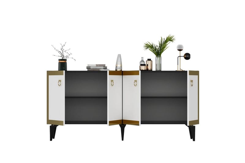 Petrolla Konsolbord 150 cm - Guld/Sort/Hvid - Møbler - Borde - Aflastningsbord - Entrébord